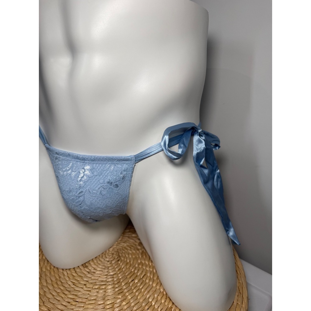 Cosabella Never Say Never Men's Italian Thong Aasmani Blue Silk Ties S NWT - Picture 5 of 16